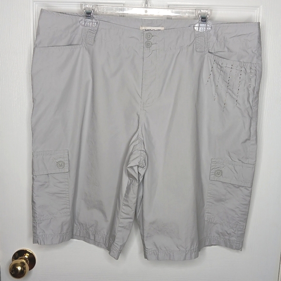Cherokee Pants - Cherokee Women's Bermuda Cargo Shorts Plus Size 18 Light Gray Casual